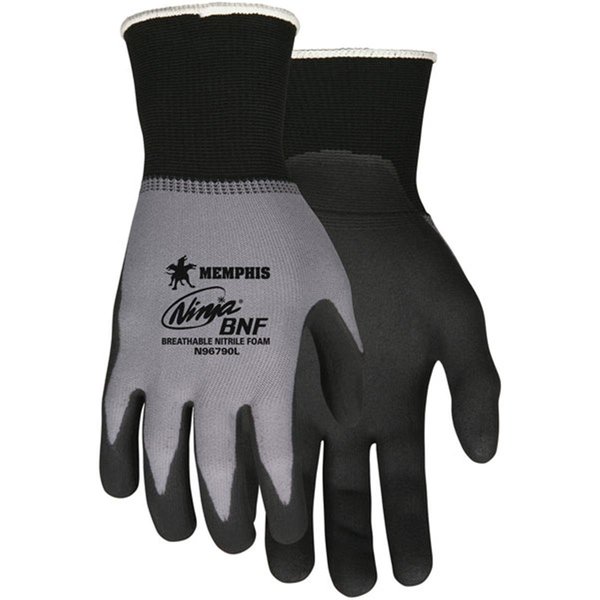 Mcr Safety Ninja BNF Coated Palm Glove- 15 Ga- Gray &amp; Black - 2 XL 127-N96790XXL